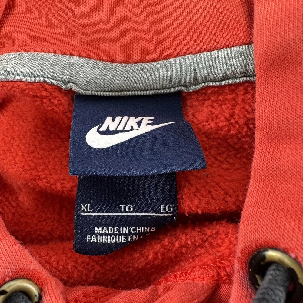 Nike Hoodie Sweatshirt Mens XL Red Just Do It Graphic Logo Fleece Pullover Y2k